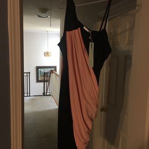Black dress with pink wrap around